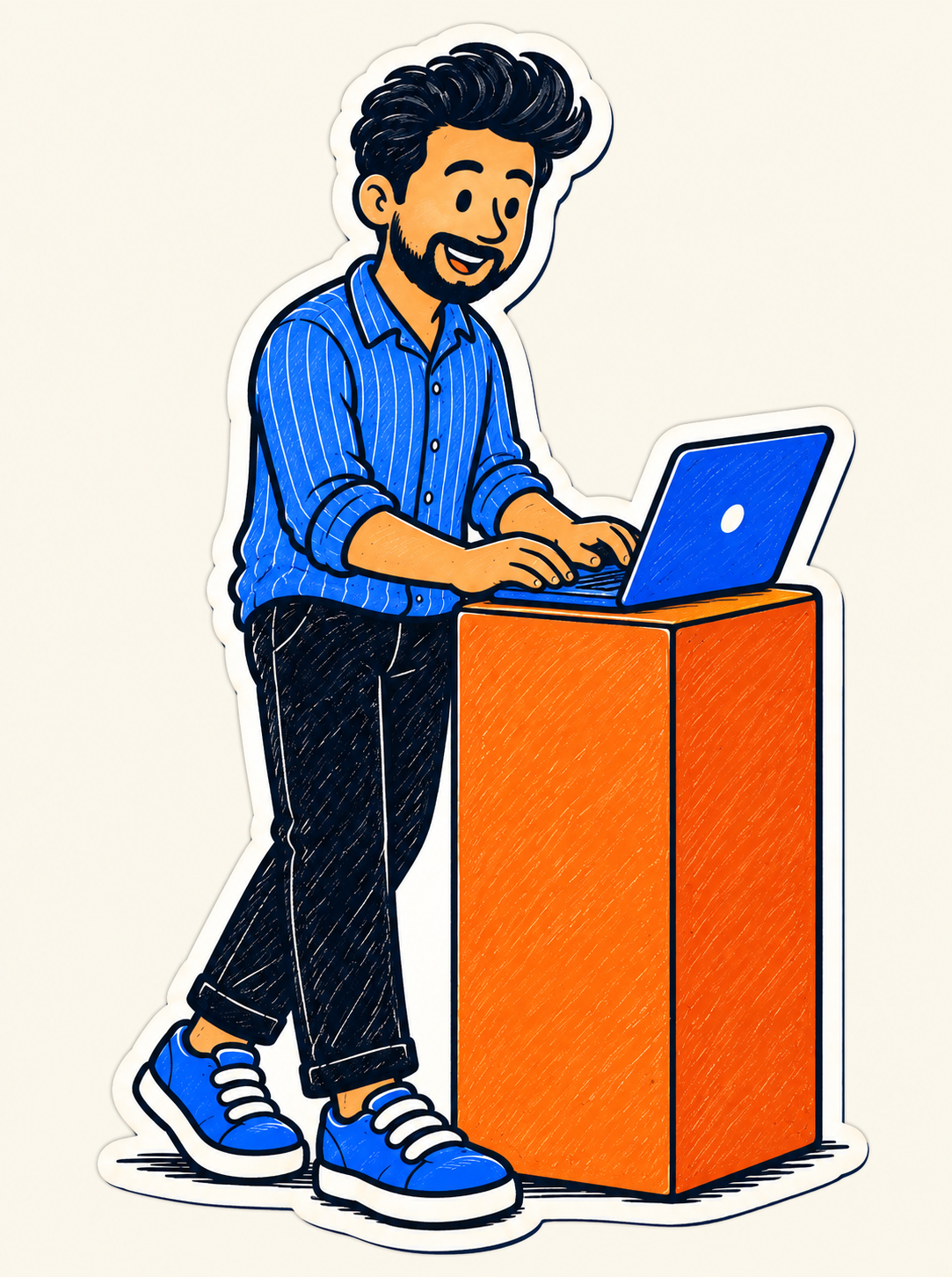 Varun working at a laptop